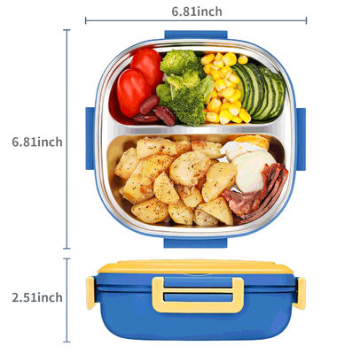 Stainless Steel Metal Bento Lunch Box Blue Kids Bento Box With Spoon