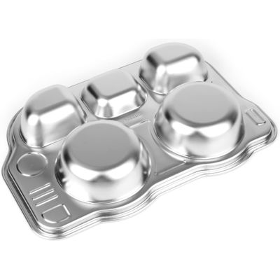 Customized Kids Dinner Plates Stainless Steel Divided Plate Cartoon Style