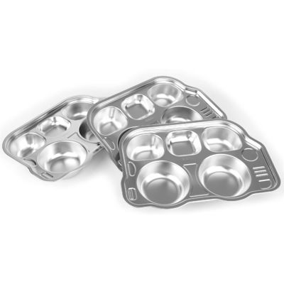 Customized Kids Dinner Plates Stainless Steel Divided Plate Cartoon Style