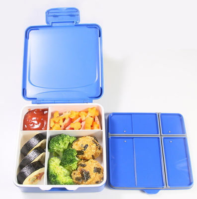 Flip Top Handle Seal Plastic Bento Lunch Box Portable Leak-Proof Blue