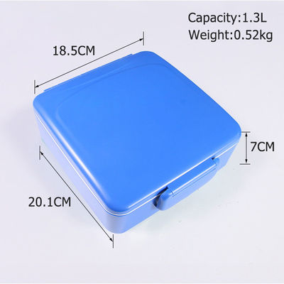 Flip Top Handle Seal Plastic Bento Lunch Box Portable Leak-Proof Blue
