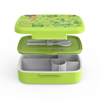 Plastic Customized Pattern Plastic Bento Lunch Box Multi-partition Leak-proof Sealed Crisper Box