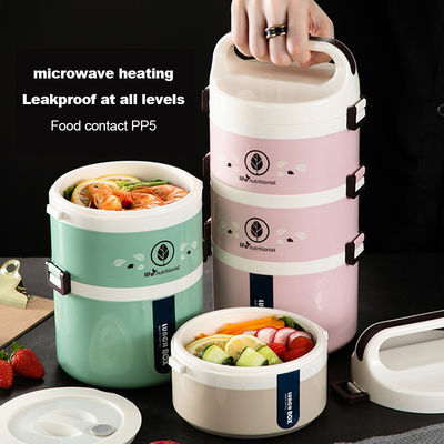 3-layer Plastic Bento Lunch Box Microwaveable And Insulated Round Lunch Box