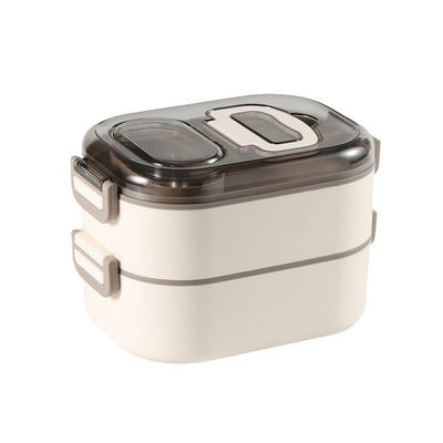 Food-Grade PP Plastic And Stainless Steel Bento Box Stackable Leak-Proof Double Layer