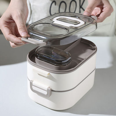 Food-Grade PP Plastic And Stainless Steel Bento Box Stackable Leak-Proof Double Layer