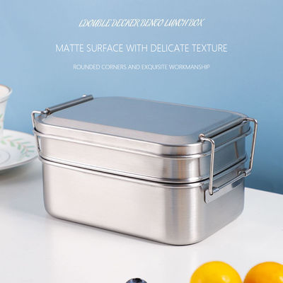304 Stainless Steel Metal Bento Lunch Box With Double Layer And Two Capacity Options