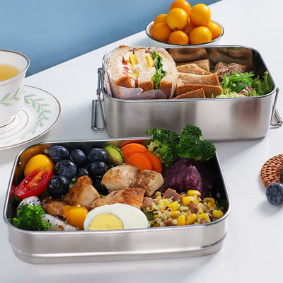 304 Stainless Steel Metal Bento Lunch Box With Double Layer And Two Capacity Options