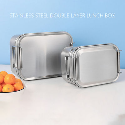 304 Stainless Steel Metal Bento Lunch Box With Double Layer And Two Capacity Options