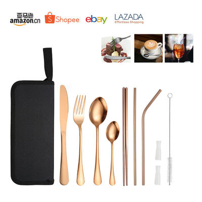 Lightweight And Reusable Stainless Steel Cutlery Set For Camping 10  Pieces