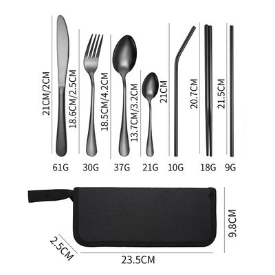Lightweight And Reusable Stainless Steel Cutlery Set For Camping 10  Pieces