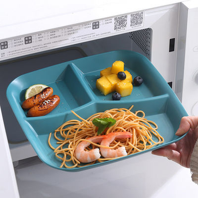 Reusable 3-Compartment Dinner Plate BPA-Free Microwave Dishwasher Safe Wheat Fiber PP