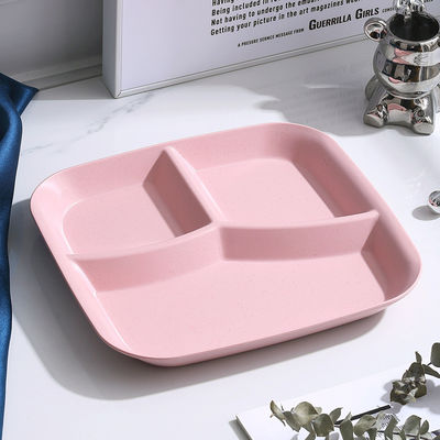 Reusable 3-Compartment Dinner Plate BPA-Free Microwave Dishwasher Safe Wheat Fiber PP