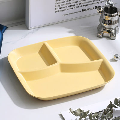 Reusable 3-Compartment Dinner Plate BPA-Free Microwave Dishwasher Safe Wheat Fiber PP