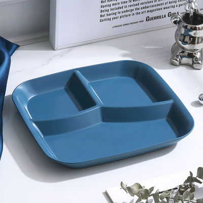 Reusable 3-Compartment Dinner Plate BPA-Free Microwave Dishwasher Safe Wheat Fiber PP