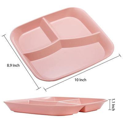 Reusable 3-Compartment Dinner Plate BPA-Free Microwave Dishwasher Safe Wheat Fiber PP