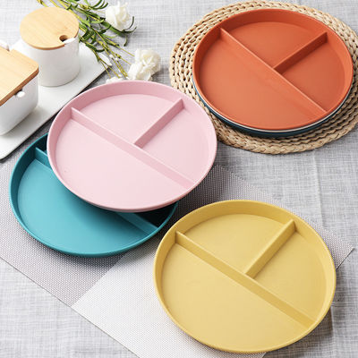 Reusable 3-Compartment Dinner Plate BPA-Free Microwave Dishwasher Safe Wheat Fiber PP