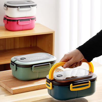 Plastic Bento Lunch Box Double-layer Lunch Box Microwave Safe 1200ml Green