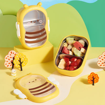 Metal Bento Lunch Box Bee Shaped Lunch Box 304 Stainless Steel Yellow