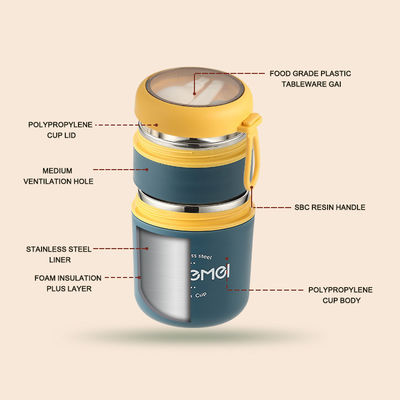 Metal Bento Lunch Box 316 Stainless Steel 710ml Double - Layer Soup Thermos