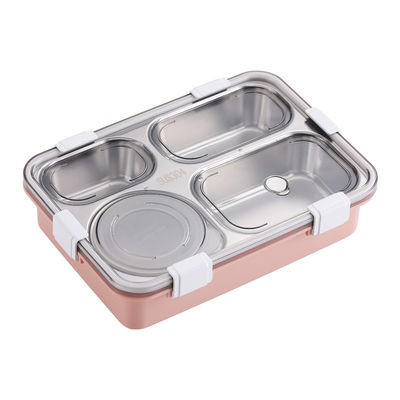 Metal Bento Lunch Box 4 Compartment 304 Stainless Steel Sealed Insulation 1130ml  Blue