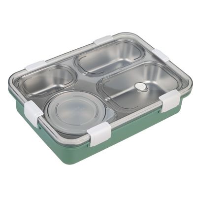 Metal Bento Lunch Box 4 Compartment 304 Stainless Steel Sealed Insulation 1130ml  Blue