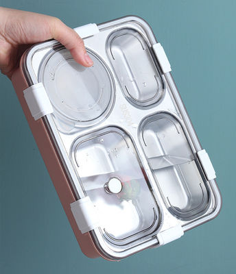 Metal Bento Lunch Box 4 Compartment 304 Stainless Steel Sealed Insulation 1130ml  Blue