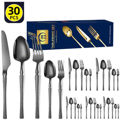 Stainless Steel Cutlery Set Small Waist Hammer Pattern Stainless Steel Western Cutlery Gift Box 30 Piece
