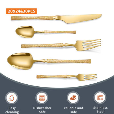 Stainless Steel Cutlery Set 20 Piece Small Waist Hammer Pattern Stainless Steel Western Cutlery Gift Box
