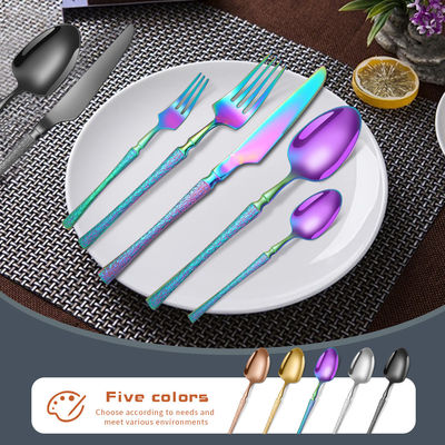 Stainless Steel Cutlery Set 20 Piece Small Waist Hammer Pattern Stainless Steel Western Cutlery Gift Box