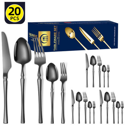 Stainless Steel Cutlery Set 20 Piece Small Waist Hammer Pattern Stainless Steel Western Cutlery Gift Box