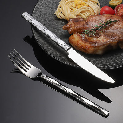Silverware Set Diamond Cut Pattern Stainless Steel Cutlery Set Mirror Polished Dishwasher Safe