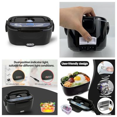Electric Lunch box with Dual Voltage and 1.5L Stainless Steel Container Black