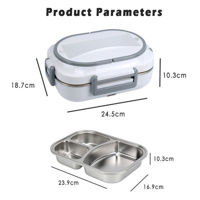 Electric Lunch Box Food Heater Portable Food Warmer With  Fork & Spoon  60W Lunch Box 1.5L Crockpot Lunch Warmer Grey