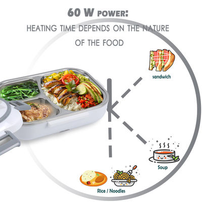 Electric Lunch Box Food Heater Portable Food Warmer With  Fork & Spoon  60W Lunch Box 1.5L Crockpot Lunch Warmer Grey