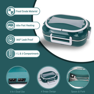 Electric Lunch Box For Adults Fast 60W Heated Lunch Box For Adult 12V/24V/110V/220V Dark Green