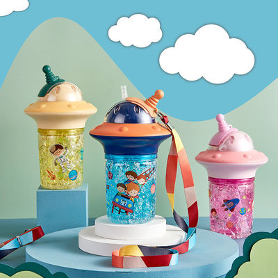 Colorful Animal Pattern Kids Cups with Sealed Lids and Leakproof Sippy Straw