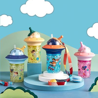 Colorful Animal Pattern Kids Cups with Sealed Lids and Leakproof Sippy Straw