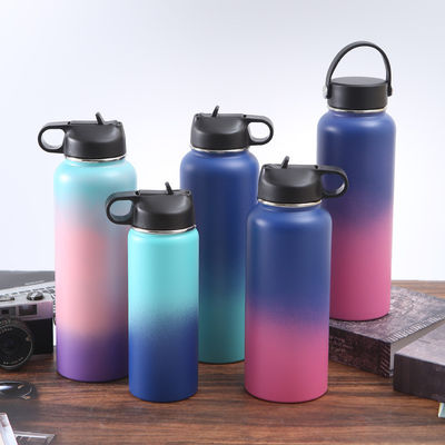 Double Wall Stainless Steel Insulated Vacuum Thermos Cup Gradient Pink Blue 18oz