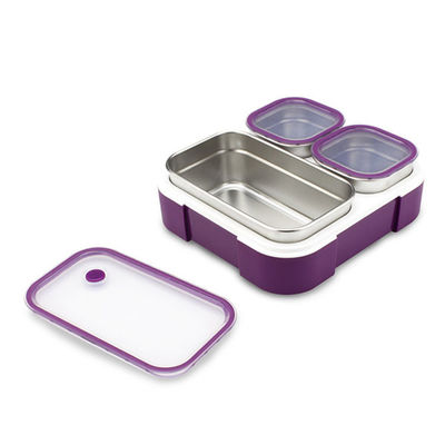 Leak Proof Metal Lunchbox with Three Compartments and Insulation 720ml