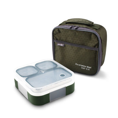720ml Leak Proof 3-Compartment Bento Lunch Box with Snap Lock Green