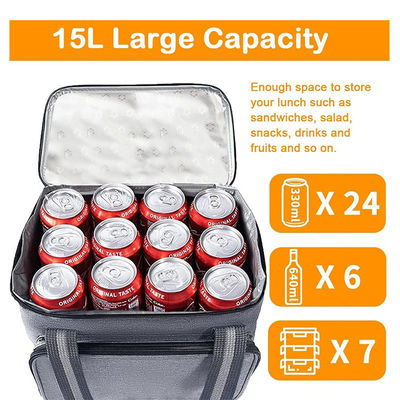 Thermal Cooler Insulation Bags For Picnic 15L Big Capacity Grey