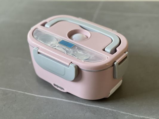 Leakproof Electric Lunch Box With 1.5L Stainless Steel Food Heater Grey Pink