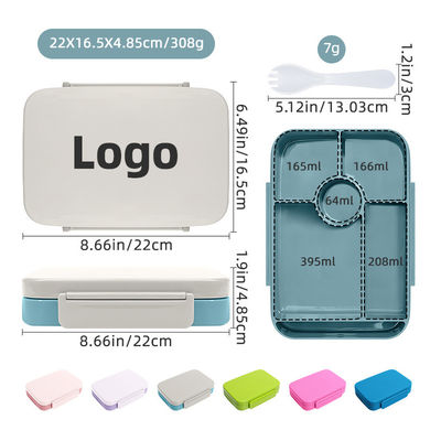 1000ml Leak Proof PP Lunch Bento Box / Airtight Food Container Gray Blue