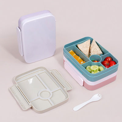 Leak Proof PP Rectangular Bento Lunch Box With Lid Dishwasher Safe Light Pink