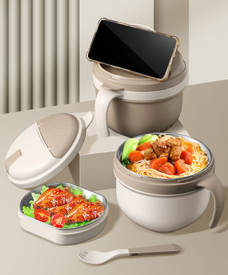 Instant Noodle Bowl With Drain Port Heated By Induction Cooker Metal Bento Lunch Box