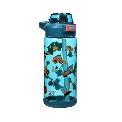 Cartoon Theme  600ML Plastic Straw Cups For Serving Cold Drinks