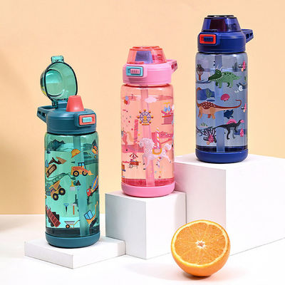 Cartoon Theme  600ML Plastic Straw Cups For Serving Cold Drinks