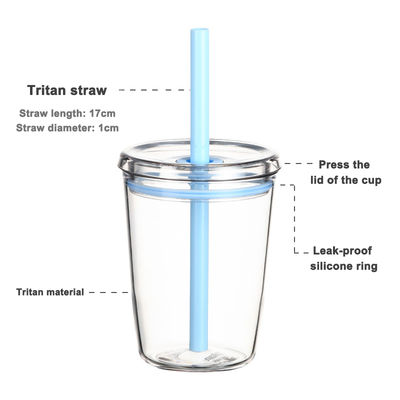8.5*11.5cm Bpa Free Plastic Straw Cup with Sealed And Leakproof Technology