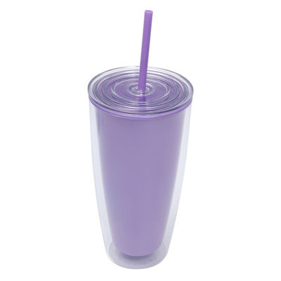 Outdoor Plastic Cup with Lid and Straw 710ML Capacity Reusable Straw Cup