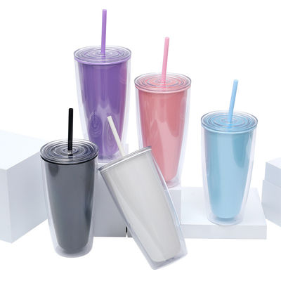 710ML/24oz Plastic Straw Cup Perfect for Cold Drinks and Kids' Thirst